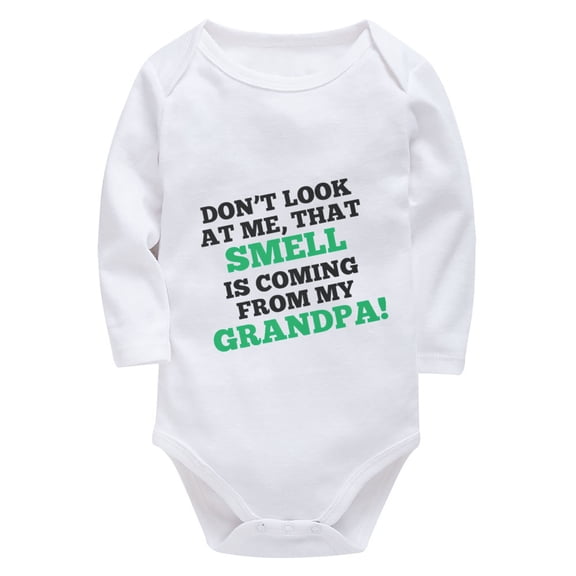 Don't Look At Me That Smell Is Coming From My Grandpa Baby Outfits Boys Long Sleeve Going Home Outfit for Baby White Baby Bo
