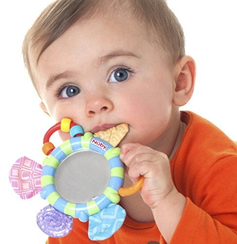 Nuby Look-At-Me Mirror Teether Toy, Colors May Vary