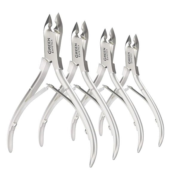 Professional Cuticle Trimmer Nail Cuticle Cutter Stainless Steel Cuticle Nippers with Sharp Blades of Cuticle Remover Clippers Manicure Tools Double Spring - Pedicure Nail Tools (Silver - 4 Pack)