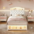 thumbnail image 6 of Princess Twin Size Platform Bed with Hidden Storage Headborad, Sturdy,Twin Girls Bed with LED Lights and Charging Station, No Box Spring Needed,Noise-Free,Easy Assembly, White, 6 of 9