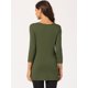 thumbnail image 4 of Blusas de túnica elástica casual con cuello redondo y manga 3/4 para mujer Ejercito Verde XS, 4 of 6