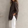 thumbnail image 7 of YgkuHd Fall Blazers for Women V-Neck Lapel Button Down Long Sleeve Cotton Linen Blend Vintage Suit Jacket Casual Work Outfits,Coffee_M, 7 of 7
