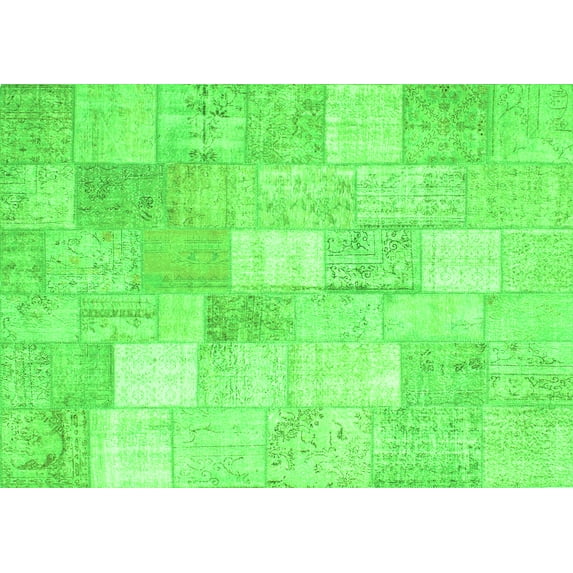 Ahgly Company Indoor Rectangle Abstract Green Contemporary Area Rugs, 2' x 4'