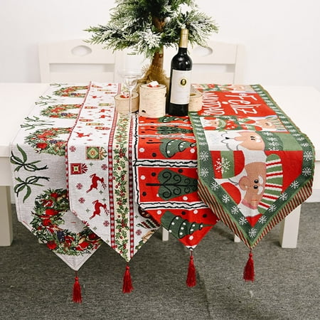 

Gwong Christmas Decoration Knitted Fabric Creative Colorful Table Runner Tablecloth