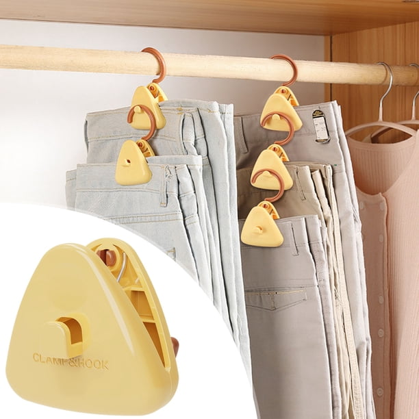 Percha multifuncional portátil amarilla, pinza de ropa de plástico invisible, fuerte interior, resistente al viento, para secar