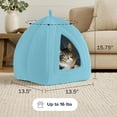 thumbnail image 3 of Petmaker Cozy Kitty Tent Igloo Plush Cat Bed, Blue, 3 of 7