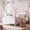 Pink, variant on DRNANLIT Full Size Crown Shaped Platform Bed, Four Poster Bed Frame with Elegant Curved Headboard and Solid Slatted Support, Natural