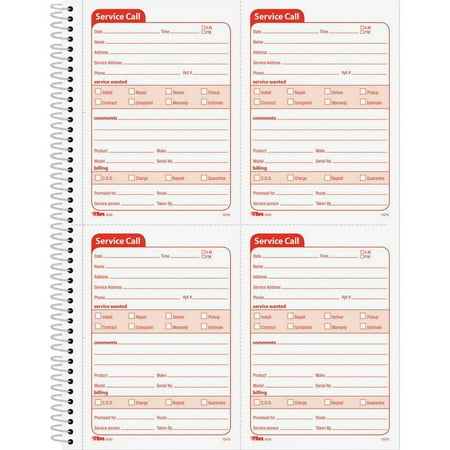 UPC: 0025932410000 | TOPS Service Call 2-part Spiral Message Slip Book – 200 Sheet(s) – Spiral Bound – 2 PartCarbonless Copy – 5.50  x 4