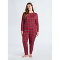 thumbnail image 2 of Joyspun Women's Waffle Knit Long Sleeve Top and Joggers Pajama Set, 2-Piece, Sizes S-3X, 2 of 5