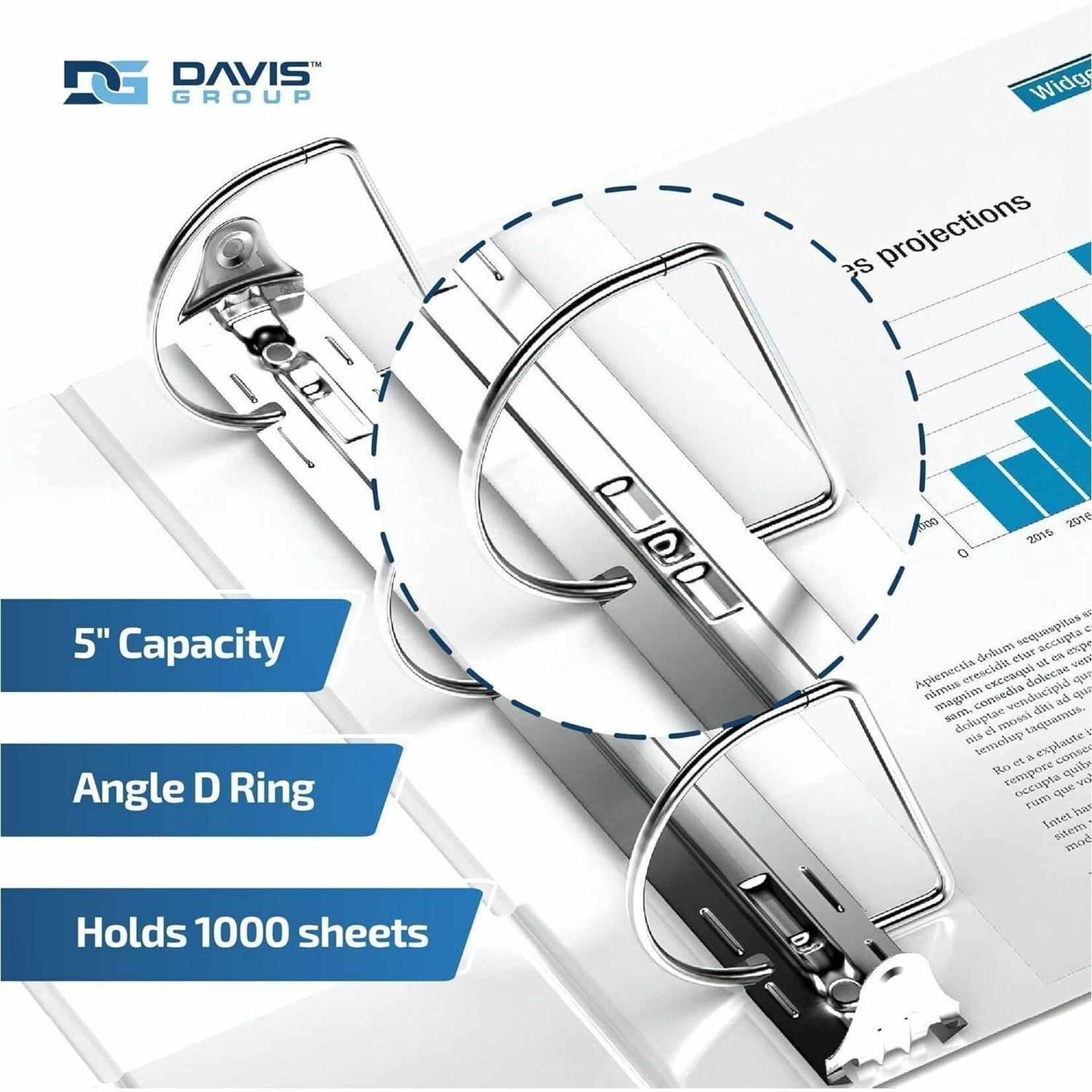 Davis Group Easyview Premium, Angle D Ring, Customizable, View Binder, 4 Pack (White, 5")