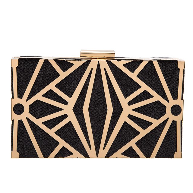 Bolso de noche CARIEDO, bolso de mano, terciopelo, metal hueco, negro