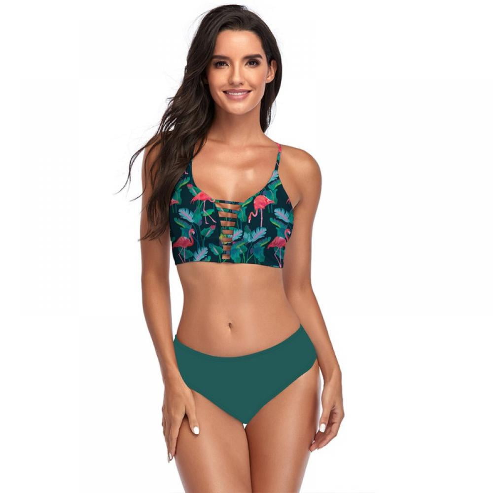 green halter top bathing suit