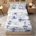 thumbnail image 2 of Erosebridal Navy Antique Biplane Zipper Twin Comforter Sets with Fitted Sheet and 2 Pillowcases for Boys Men, Cartoon Vehicle Print Zipper Bedding Set, Reversible, 4 Pieces, 2 of 7