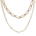 thumbnail image 2 of Pomina Worn Gold Silver Thick Chunky Fashion Chain Necklace Carabiner Lock Pendant Paperclip Link Cuban Chain Necklace for Women Men, 2 of 8