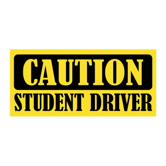 Caution Student Driver Bumper Magnet by DCM Solutions (Yellow, 9.25" W x 4.25" H)