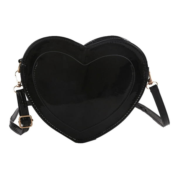 Lovely Heart Shape Shoulder Bag Pure Color Adjustable Shoulder Strap Small for Girls Black Small Walmart Business Supplies