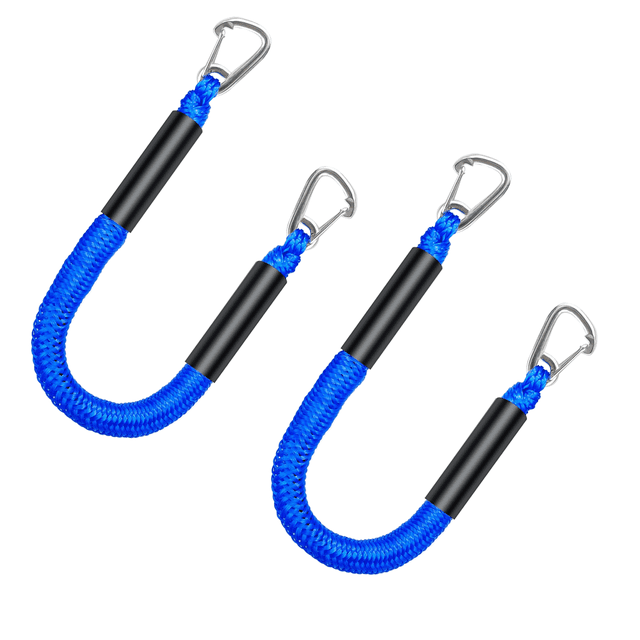 FLOODKING Double Hook Mooring Rope 4FT - Bungee Dock Line w/Bumper for Kayak, Boat, Jet Ski, Pontoon