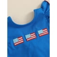 thumbnail image 6 of BemeyourBBs Toddler Baby Girl 4th of July Outfit Patriot Fourth of July Summer Independence Day Clothes American Flag Embroidered Backless Flying Sleeve T shirt Tops Plaid Ruffle Shorts Set, 6 of 9