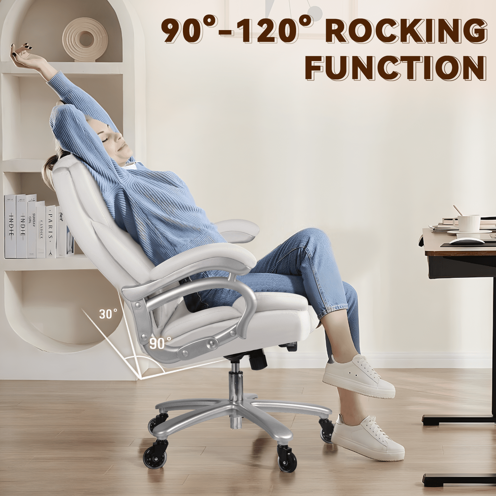 BOSSIN 500lbs Big and Tall Office Chair,Heavy Duty Computer Desk Chair with Adjustable Lumbar Support