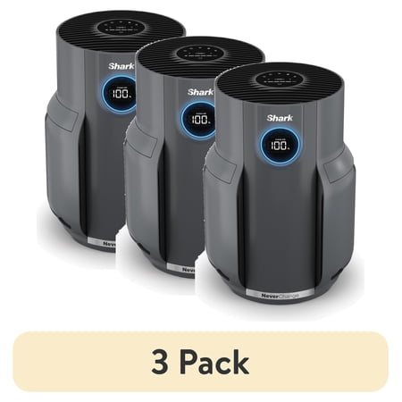 (3 pack) Shark NeverChange 500 St Ft HEPA Air Purifier, 5-Year HEPA-Exceeding Filter, Captures Pollutants, Pet Dander, Dust, and Smoke, HP150 Gray
