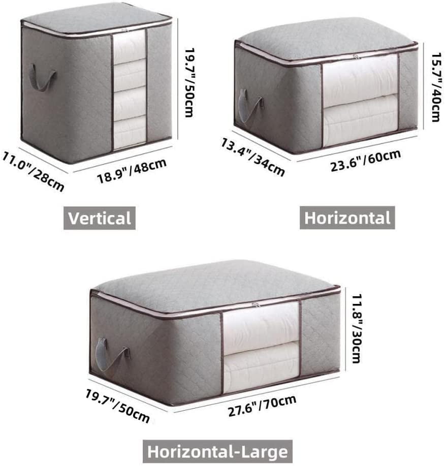 dosili Cube Storage Organizer Non-Woven Under Bed Storage Bag Zipper  Storage Bins with Lids Clear Window Space Saver Bags (Horizontal) 