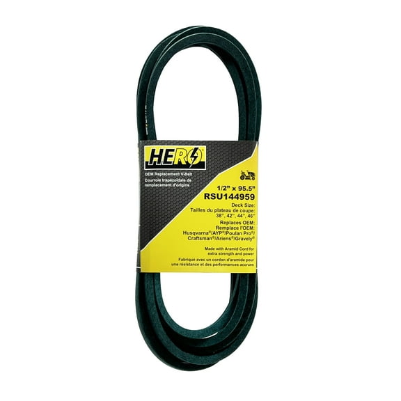 HERO OEM Aramid Kevlar Replacement Belt for Craftsman AYP 144959 - Fits 42", 46", 38" Deck Mowers - 1/2" x 95"