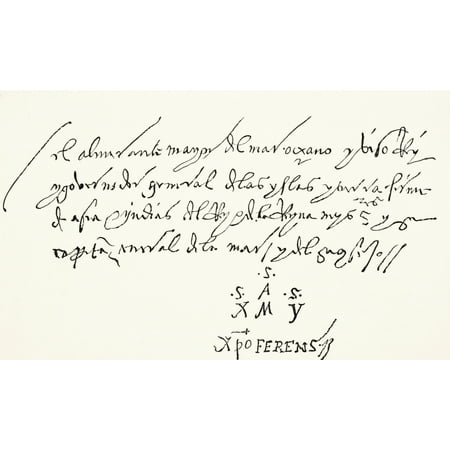 Signature At Foot Of An Autographed Letter Of Christopher Columbus Addressed From Seville To The Noble Lords Of The Office Of St George And Dated A Dos Dias De Abril 1502 From Science And Literature