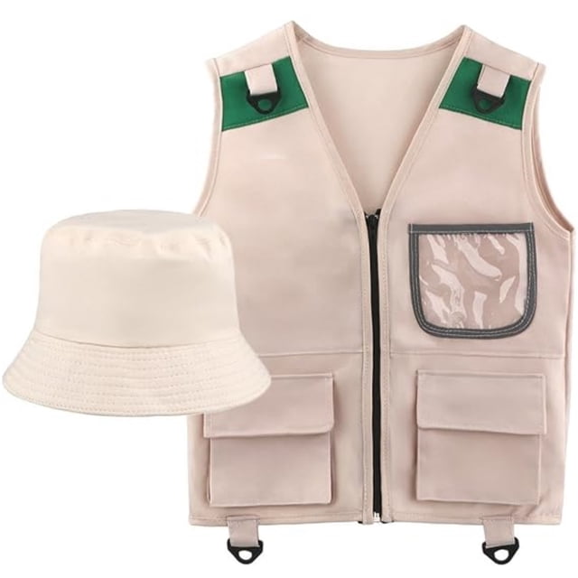Los conjuntos para exteriores son adecuados para la carga de niños pequeños, como chalecos y bolsillos para sombreros. Chaleco de aventura.