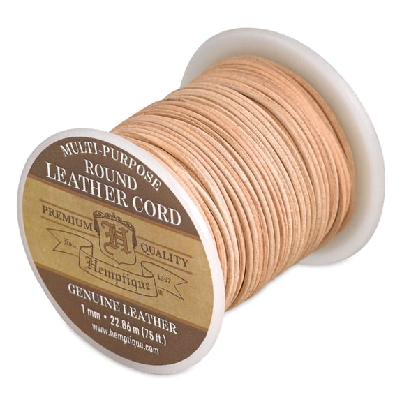 Hemptique Round Leather Cord - Natural, 1 mm