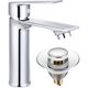 thumbnail image 1 of Bathroom Faucet Single Lever Sink Mixer Tap with Drain Chrome Sink Faucet Hot and Cold Adjustable Bathroom Faucet (Without Faucet Hoses), 1 of 5