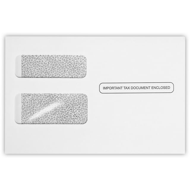 LUXPaper Double Window Tax Envelopes | Form W-2/1099 | Document Enclosed | Security Tint | 5 3/4" x 8 7/8" | White | 24lb. Text | 50 Qty