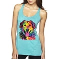 thumbnail image 1 of Smiling Dog | Colorful Neon Golden Retreiver | Dean Russo Art Animal Lover Tri-Blend Racerback Tank Top, Tahiti Blue, X-Large, 1 of 6