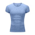 thumbnail image 6 of USNSM Men's Muscle T Shirts Stretch Short Sleeve V Neck Bodybuilding Athletic Workout Gym Tee Shirts Ribbed Knit Shirt Blue L, 6 of 8