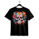 thumbnail image 1 of Women's Floral & Skull Print Round Neck Tee,Fashion Casual Crew Neck Short Sleeve crew neck T-shirt for Daily Holiday Vacation outdoor Wear, Ladies Clothes for Summer Cotton Top, 1 of 6