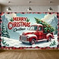 thumbnail image 2 of Red Truck Christmas Banner Christmas Tree Merry Christmas Banner Colorful Ornaments Snowy Design Xmas Banner for Christmas Party Home Decoration Holiday Event, 2 of 8