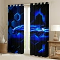 thumbnail image 2 of Erosebridal Fast Car Curtains for Living Room,Geometric Honeycomb 30%-50% Blackout Curtains Set of 2 (38x45),Black Blue Curtains and Drapes (38x45),Ombre Bedroom Decoration, 2 of 6