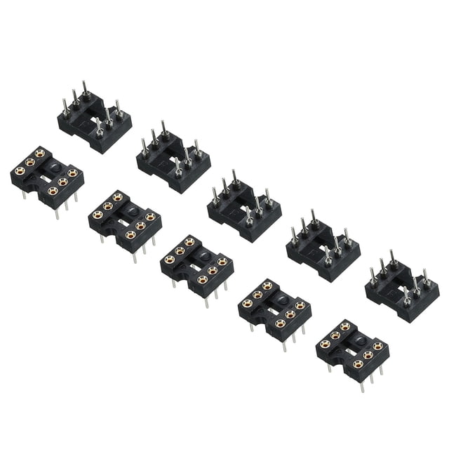 Uxcell DIP IC Chip Socket Adapter Round Pin 6P 2.54mm Pitch IC Socket for PCB Board Chip, 10 Pack