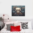 thumbnail image 4 of Lsque Vintage Leaf Flower Skull Print Wall Art – Decorative Picture for Living Room, Bedroom, and Office (Horizontal), 4 of 6