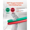 thumbnail image 2 of VEVOR Oxygen Acetylene Hose, 1/4-Inch x 50FT Oxy Acetylene Hose with 9/16"-18 LH/RH B Fittings, R Grade Welding Torch Twin Hose with 300PSI Maximum Working Pressure for Cutting Soldering Brazing, 2 of 9