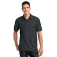 thumbnail image 1 of Port Authority Polo de piqué Oxford con dos bolsillos. K557 Negro/ Monumento Gris L Autoridad Portuaria K557, 1 of 1