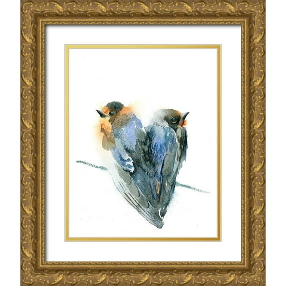 Shefranov, Olga 20x24 Gold Ornate Wood Framed with Double Matting Museum Art Print Titled - Bird Love
