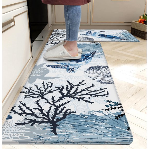 Juego de alfombrillas de cocina Rug Weesire de 44 x 71 cm y 44 x 120 cm, color azul marino