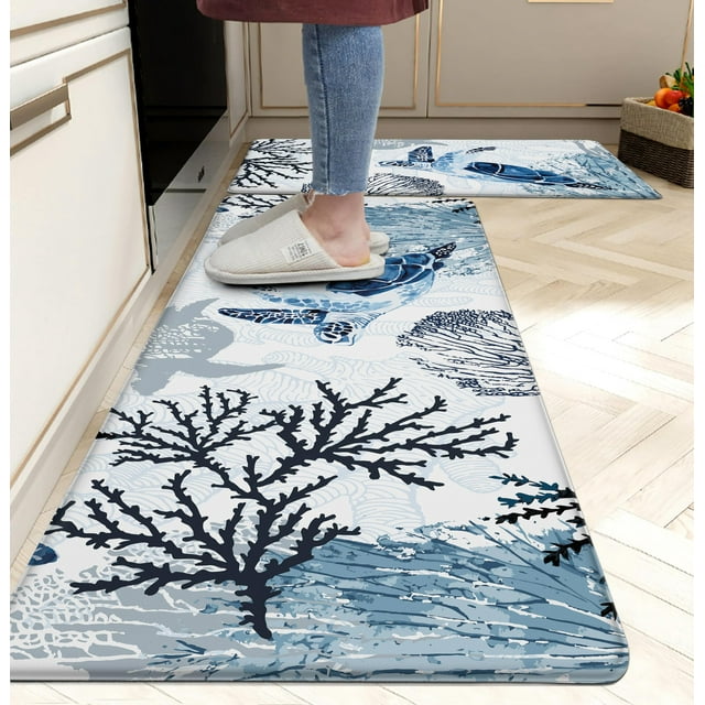 Juego de alfombrillas de cocina Rug Weesire de 44 x 71 cm y 44 x 120 cm, color azul marino