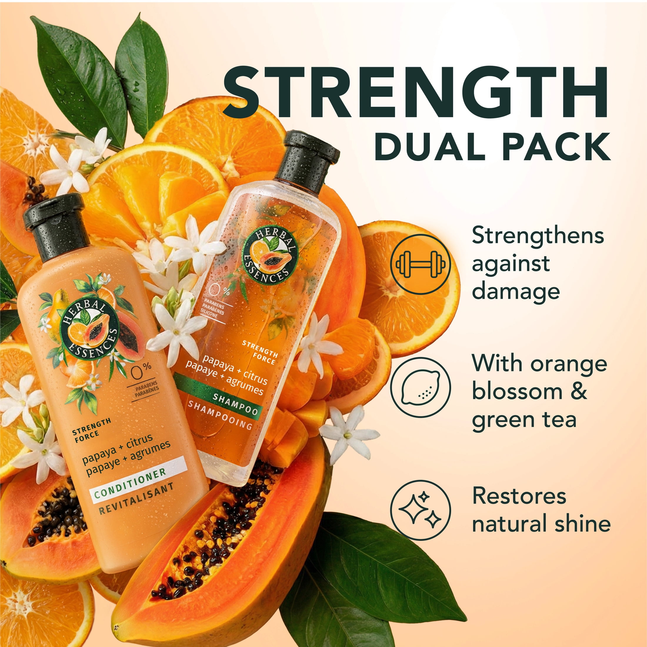 Herbal Essences Amaya Papaya Strength Shampoo & Conditioner Set with Papaya and Citrus