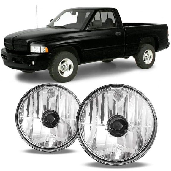 OEM Fog Lights Assembly Fit for 1999 2000 2001 Dodge Ram 1500, Driver & Passenger Driving Fog Lamps Fit for 1999 2000 2001 2002 Dodge Ram 2500 3500 w/896 Halogen Bulbs (Black Housing Clear Lens)