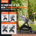thumbnail image 2 of VEVOR Standard Baby Stroller, Infant Toddler Stroller with Bassinet, 3rd-Gear Adjustable Backrest & Foldable & Reversible Seat, Carbon Steel Newborn Stroller with Leg Cover and Mesh Net, Dark Grey, 2 of 5