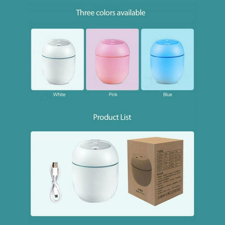 Portable Mini Humidifier, Colorful, Cool Mist, USB Powered