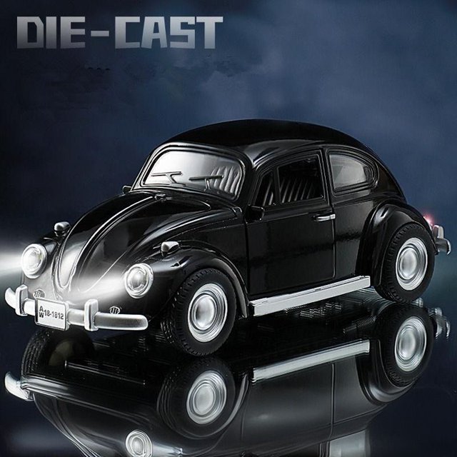 Modelo de coche de aleación de escarabajo 1:18, vehículos clásicos de Metal fundido a presión, modelo de coche de alta simulación, colección de luz de sonido, juguetes para niños, regalo