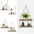 thumbnail image 4 of Sunjoy Tech Wood Wall Hanging Shelf, Wood Floating Shelves, Hanging Swing Rope Shelves, Rustic Wall Decor Swing Shelf, Wall Display Shelves for Living Room Bedroom, 4 of 8