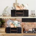 Extra Large Utensil Holder with 4 Compartments, Wooden Farmhouse